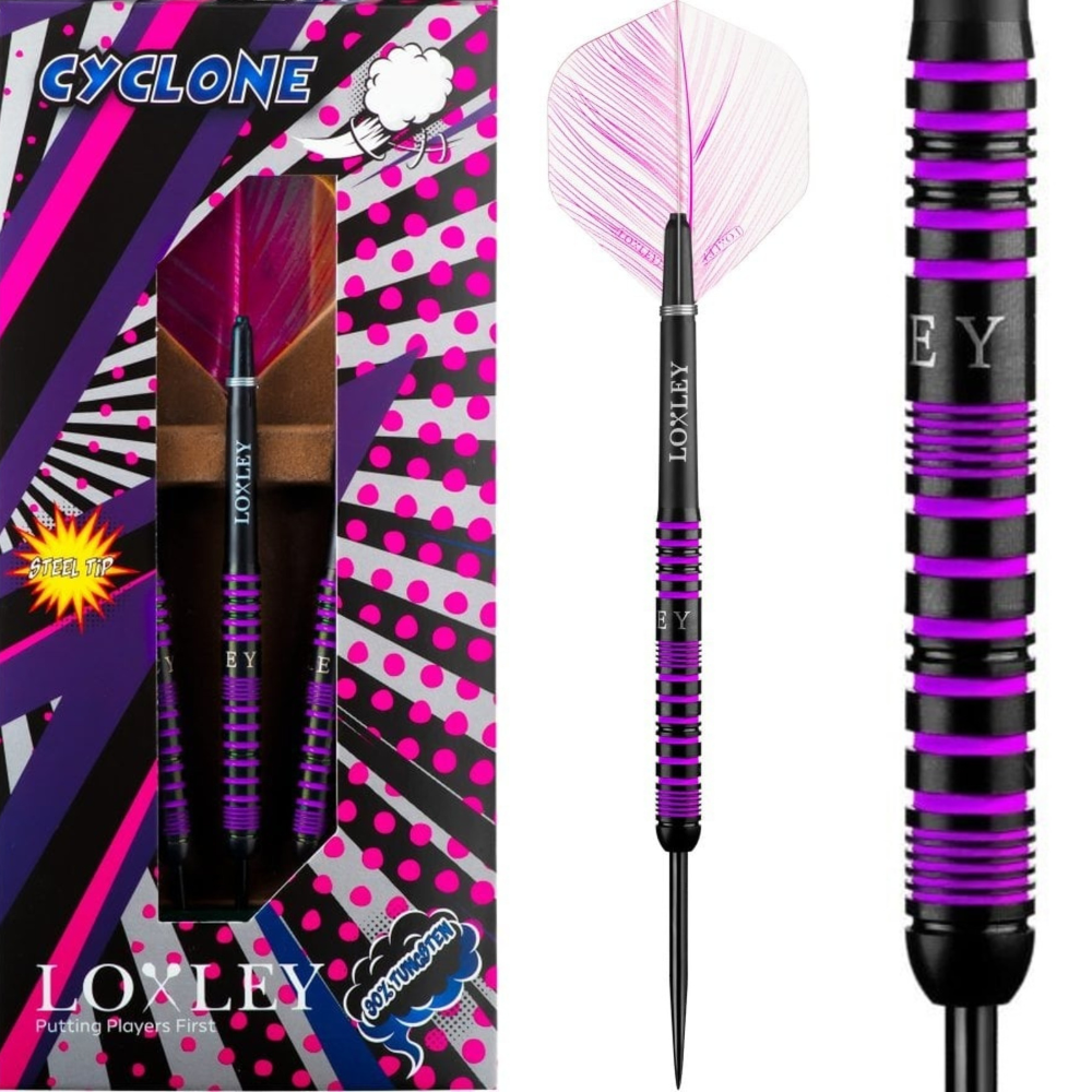 Loxley - Cyclone Darts Steel Tip Darts - 90% Tungsten — three barrel close-ups