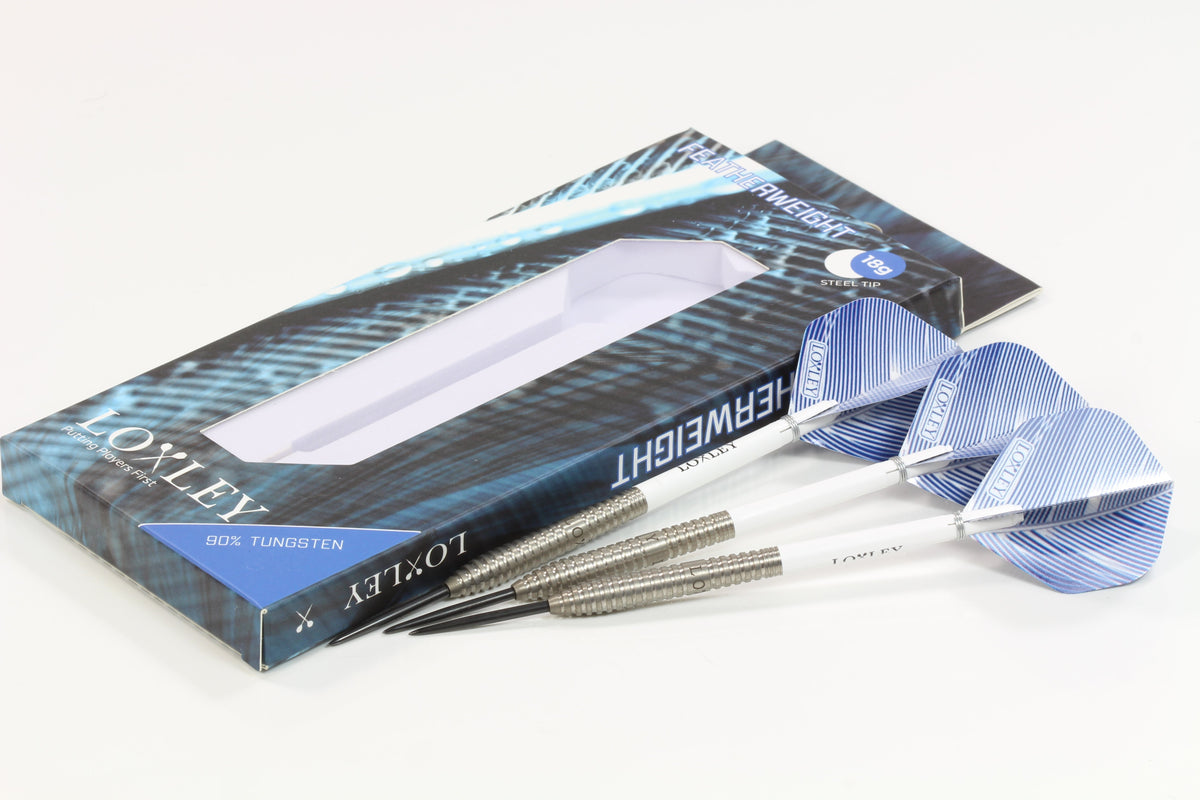 Featherweight Blue Steel Tip Darts - 90% Tungsten — three barrel close-ups
