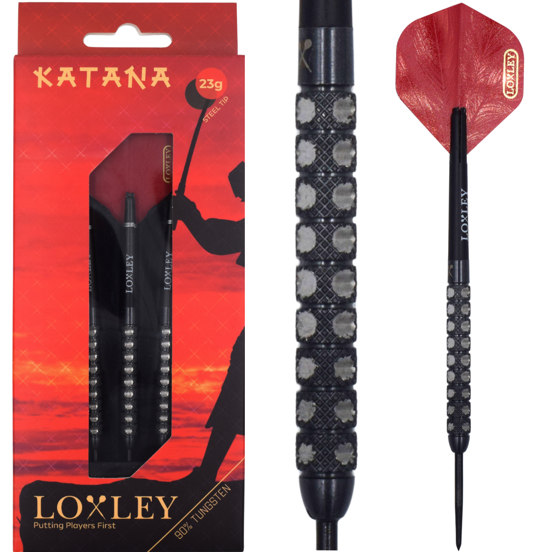 Katana Darts Steel Tip Darts - 90% Tungsten — three barrel close-ups