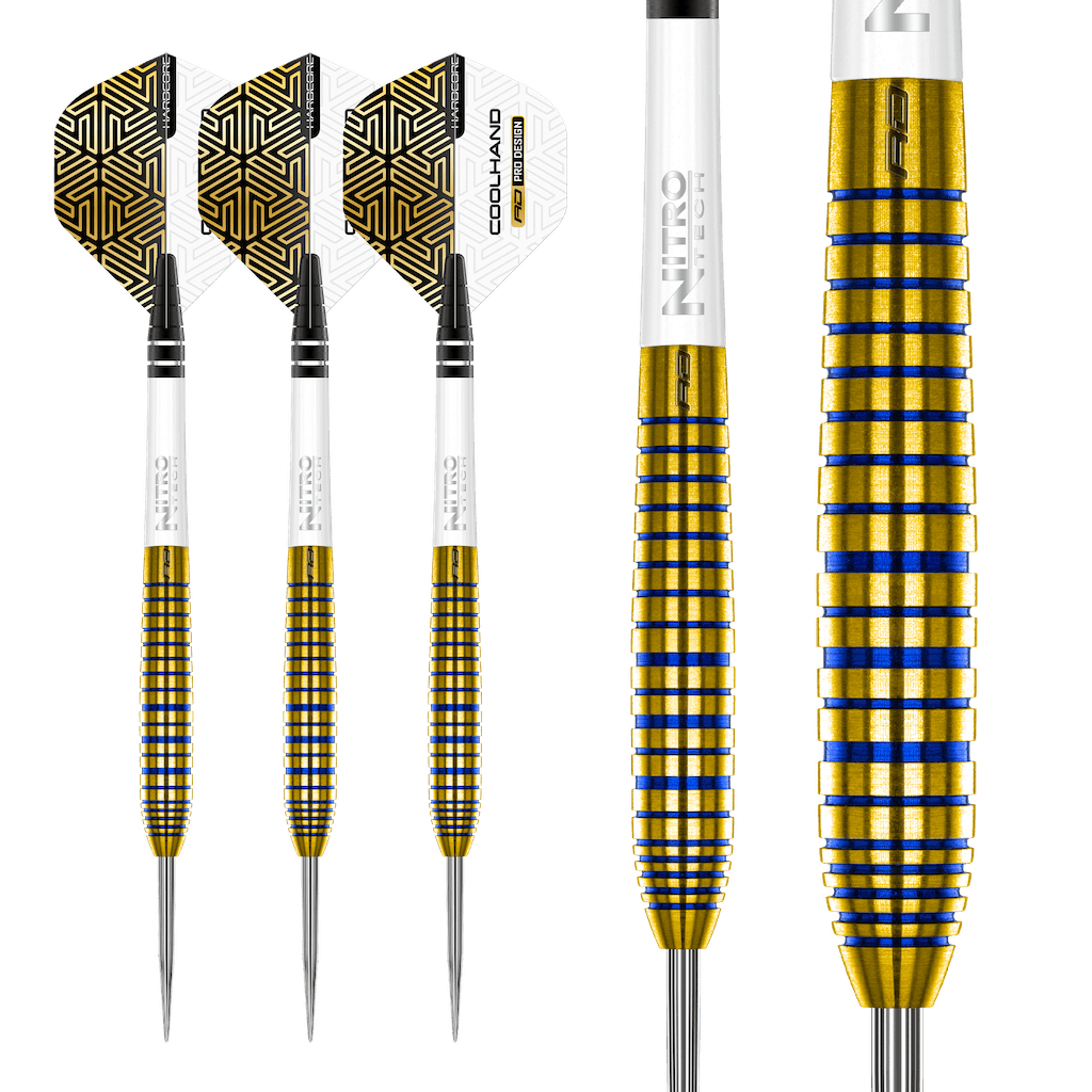 Red Dragon - Luke Humphries Gold Tx3 Steel Tip Darts - 90% — three barrel close-ups
