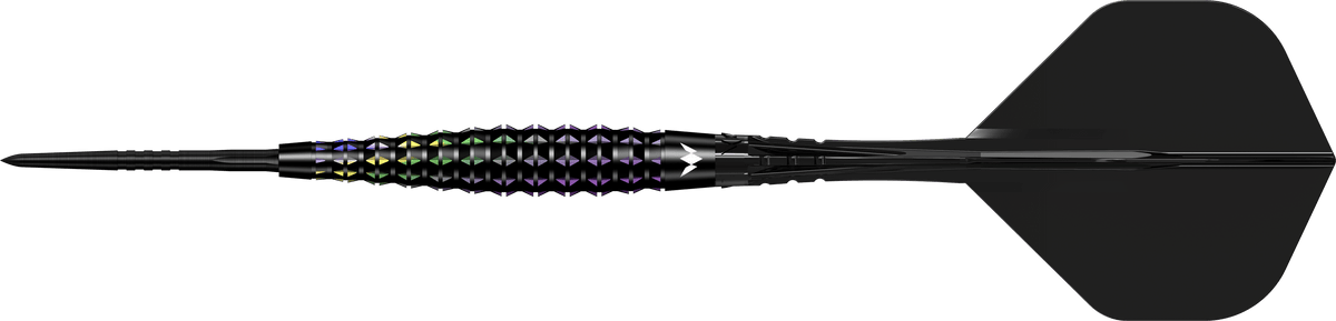 Opal Black & Coral PVD Steel Tip Darts - 95% Tungsten — three barrel close-ups