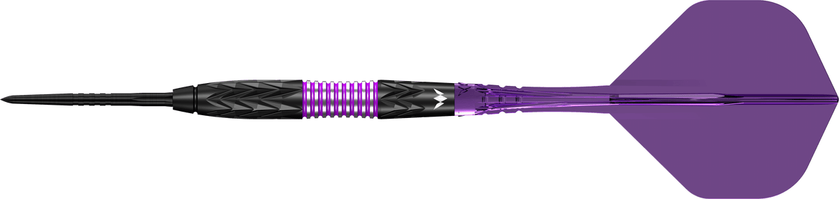 Vector Black PVD & Purple Electro Steel Tip Darts - 95% Tungsten — three barrel close-ups