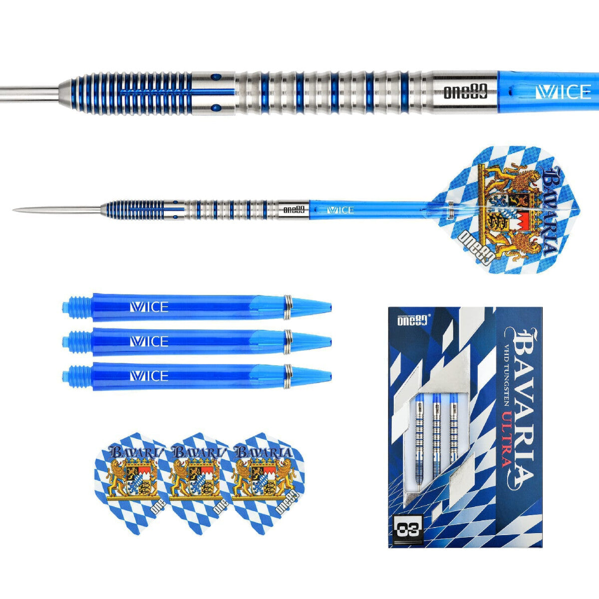 Bavaria Ultra 03 Steel Tip Darts - 90% Tungsten — three barrel close-ups