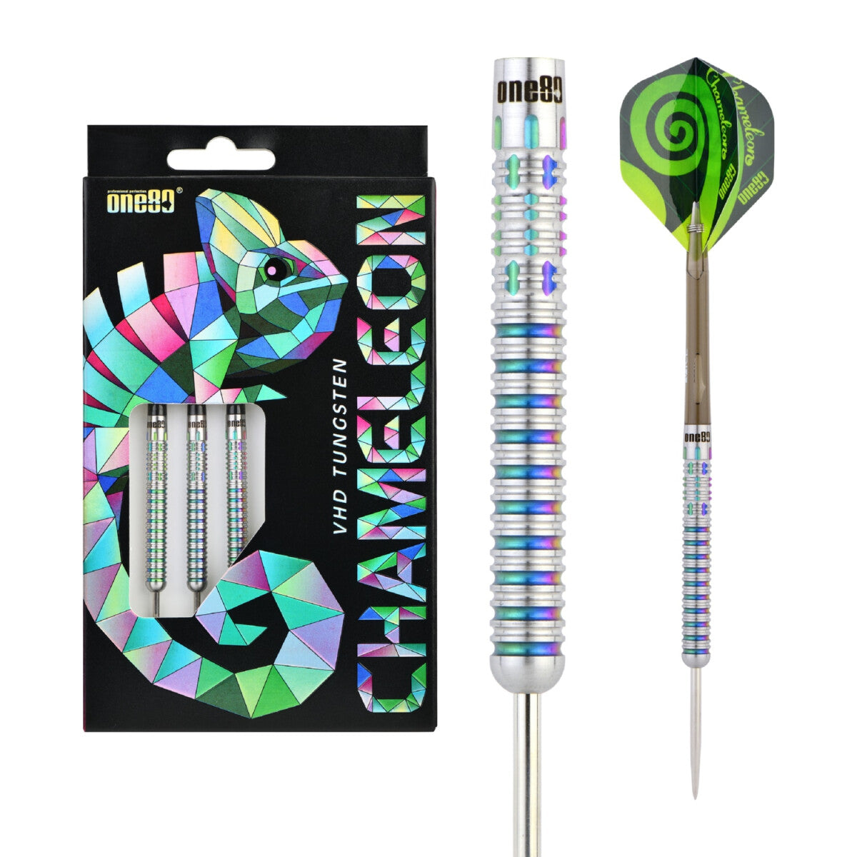 One80 - Chameleon Allira Steel Tip Darts - 90% Tungsten — three barrel close-ups
