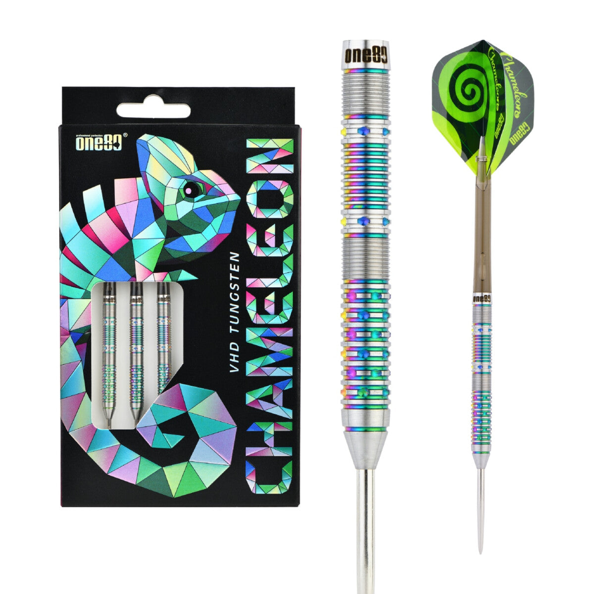 One80 - Chameleon Azurite Steel Tip Darts - 90% Tungsten — three barrel close-ups