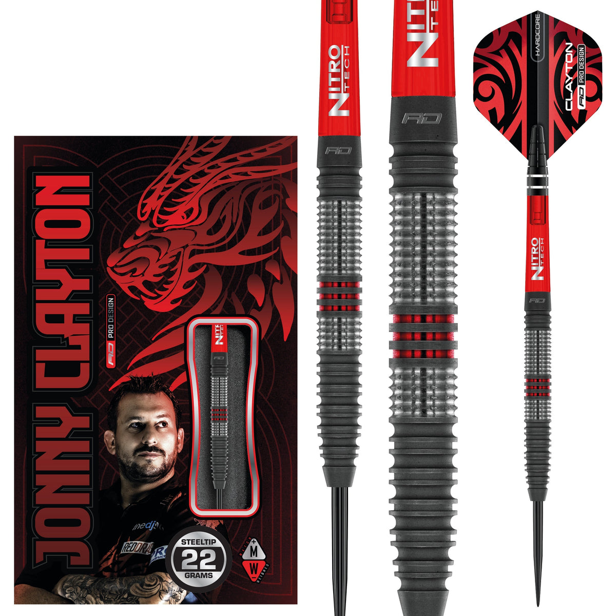Jonny Clayton Hiraeth Steel Tip Darts - 90% Tungsten — three barrel close-ups