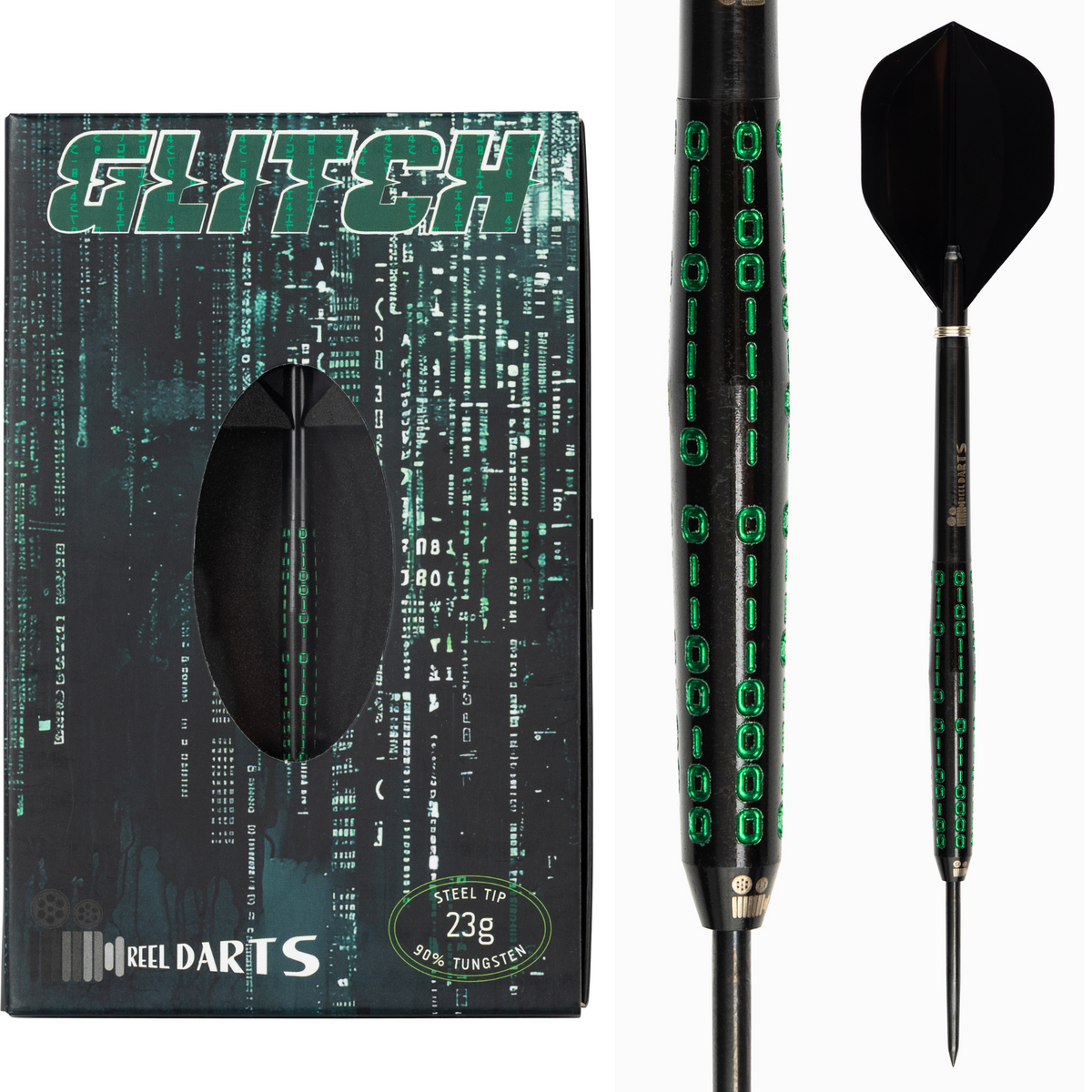 Glitch Darts Steel Tip Darts - 90% Tungsten — three barrel close-ups