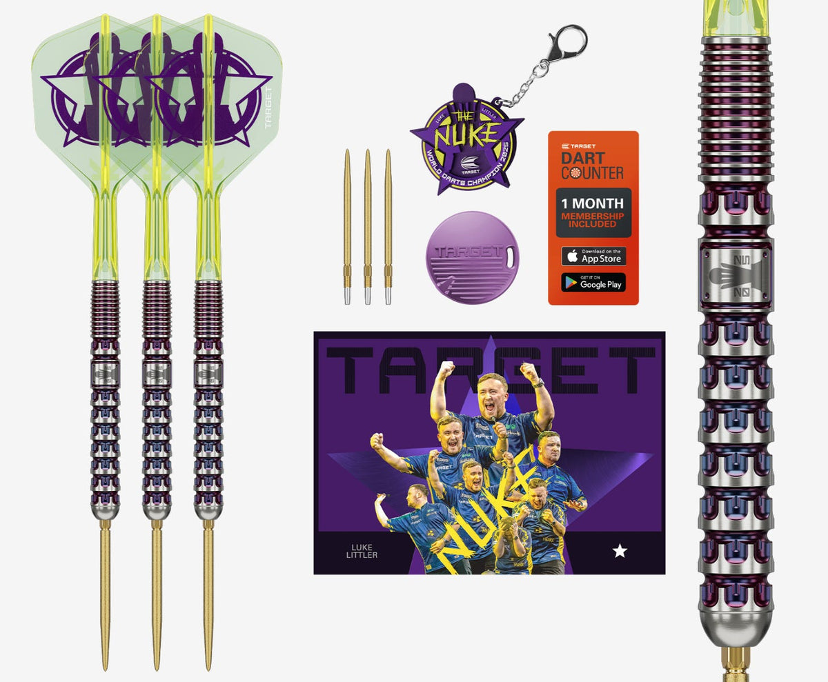 Luke Littler World Champion Steel Tip Darts - 90% Tungsten — three barrel close-ups
