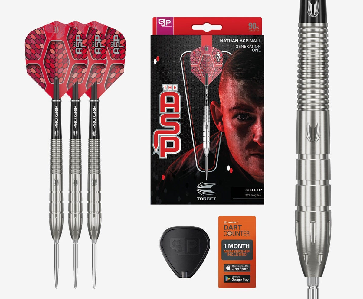Nathan Aspinall G1 Sp Steel Tip Darts - 90% Tungsten — three barrel close-ups