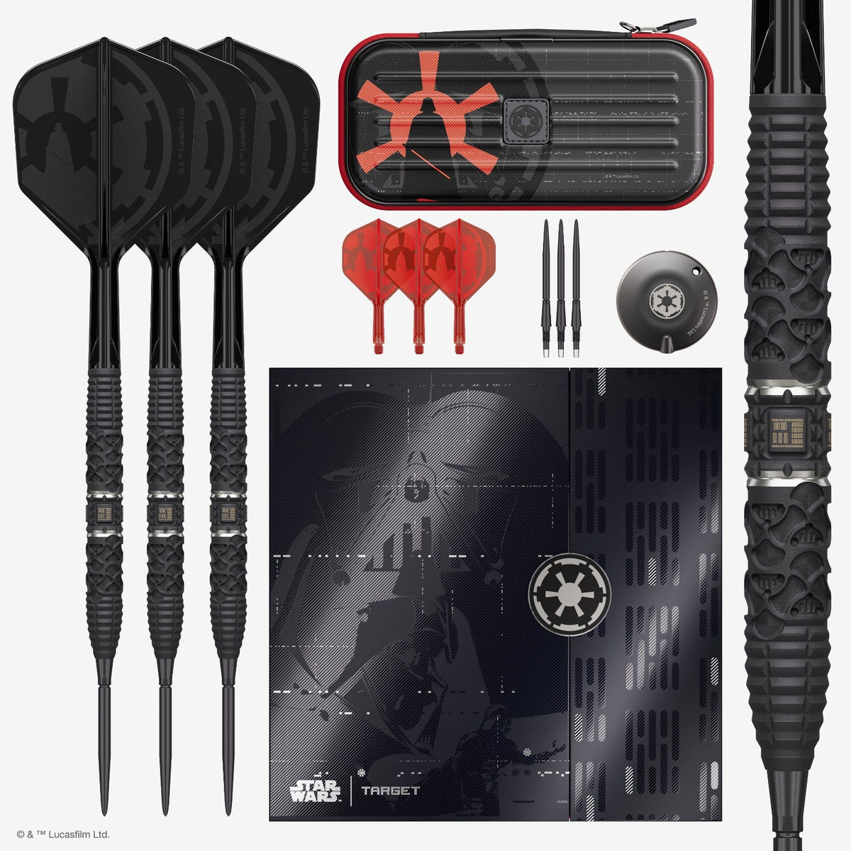 STAR WARS™ Darth Vader Steel Tip Darts - 95% Tungsten — three barrel close-ups