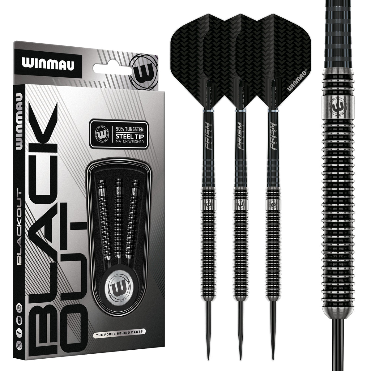 Blackout Steel Tip Darts - 90% Tungsten — three barrel close-ups