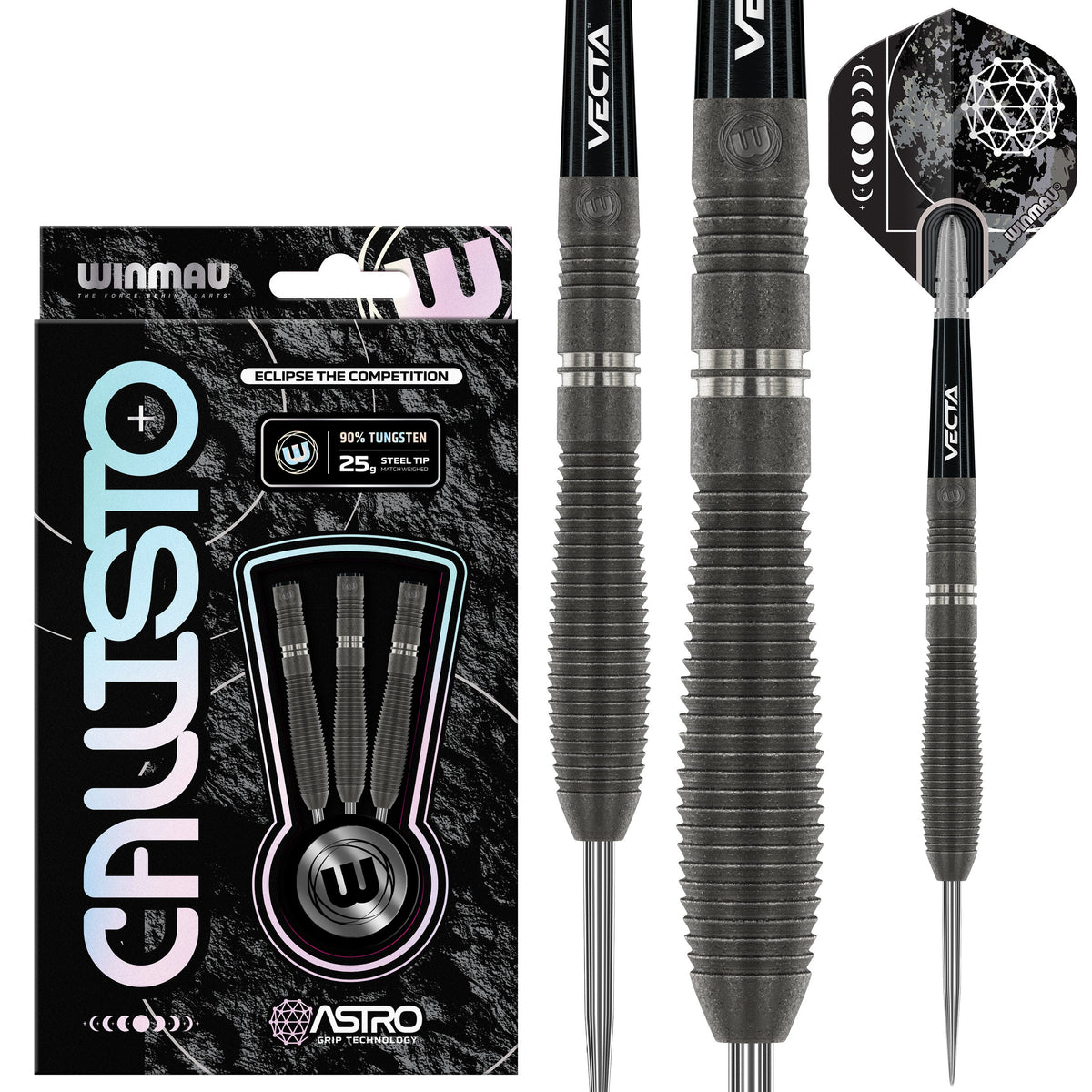Callisto 02 Steel Tip Darts - 90% Tungsten — three barrel close-ups