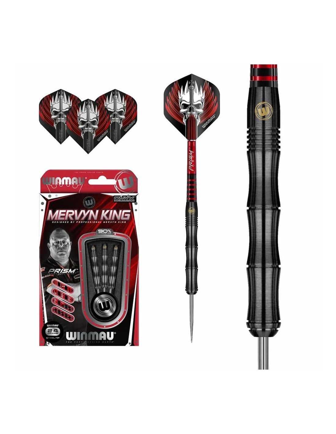 Mervyn King Black Steel Tip Darts - 90% Tungsten — three barrel close-ups