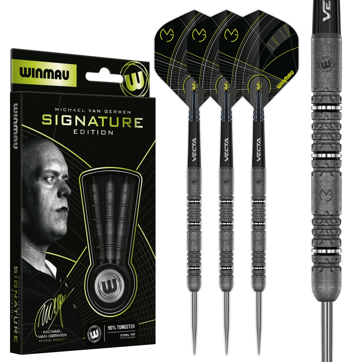 MVG Signature Edition Steel Tip Darts - 90% Tungsten — three barrel close-ups