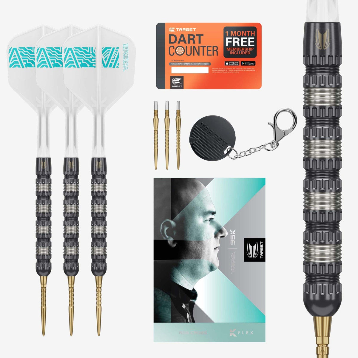 Rob Cross 95K Steel Tip Darts - 95% Tungsten — three barrel close-ups