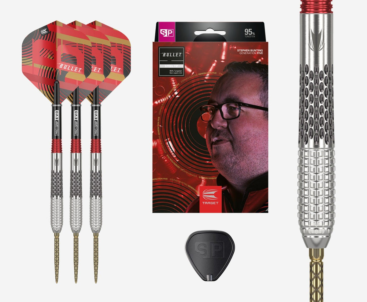 Stephen Bunting G5 Steel Tip Darts - 95% Tungsten — three barrel close-ups