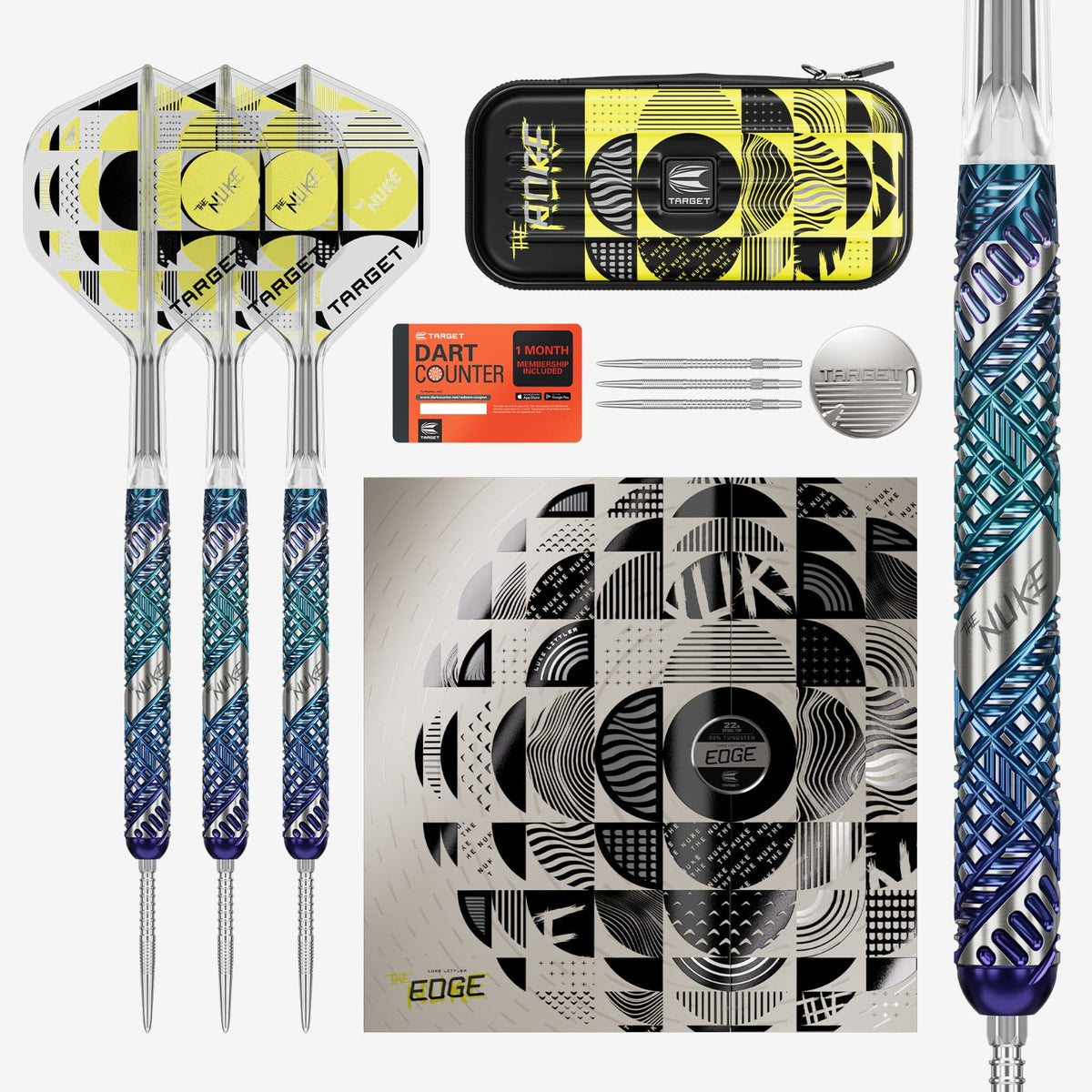 Luke Littler Edge SP Steel Tip Darts - 95% Tungsten — three barrel close-ups